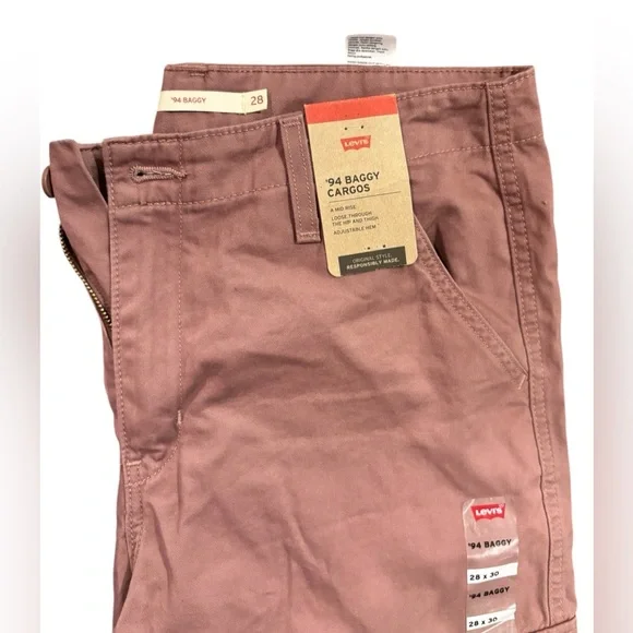 Levi's Pink Cargo Pants Cotton Relaxed Fit - Picture 2 of 4